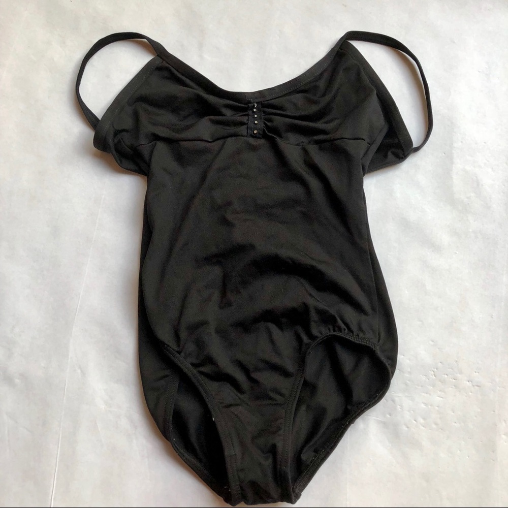 Motionwear Leotard with Ruched Jewel Accent